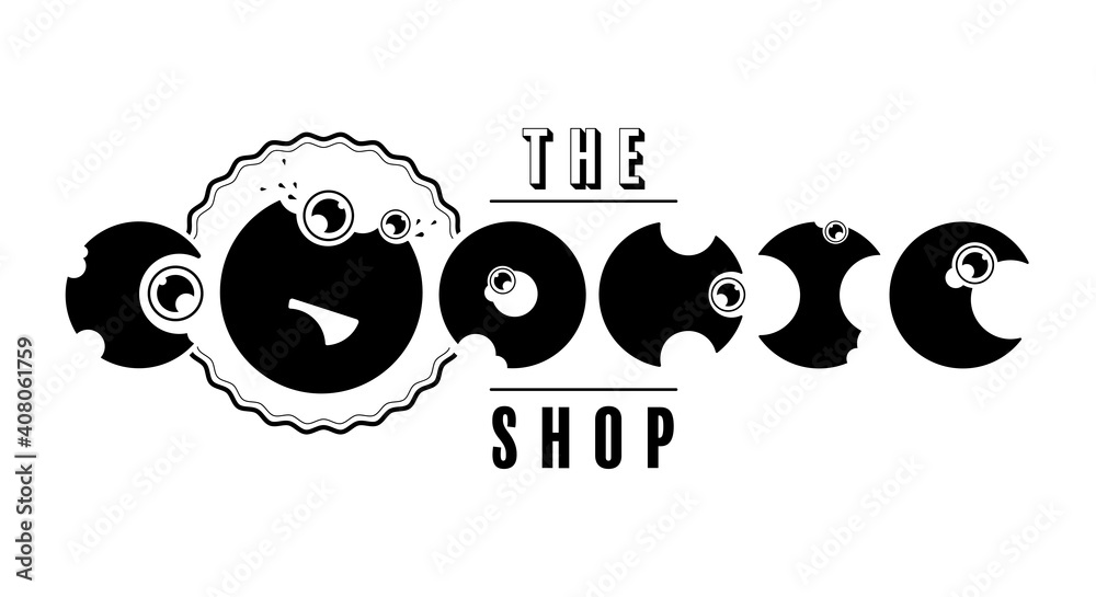 Cookie shop concept typography black and white logo. Cookie shop concept typography black and white logo.