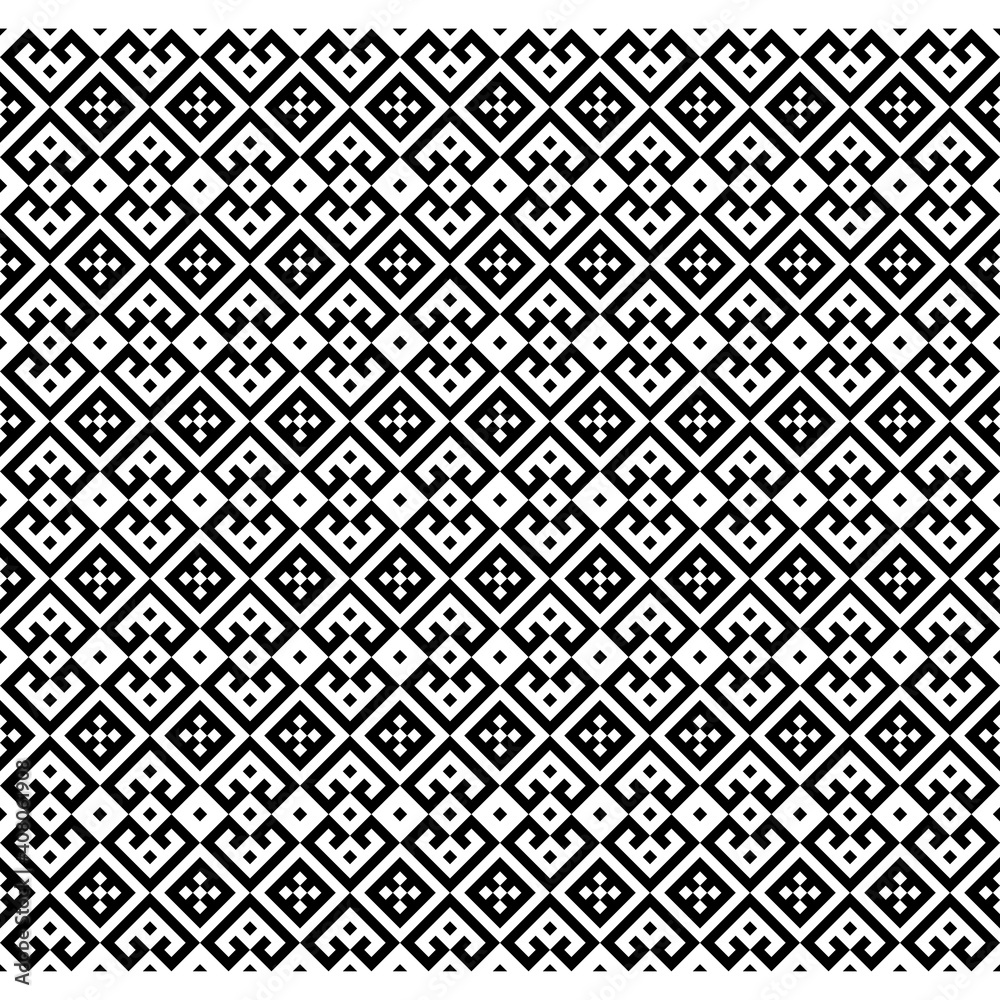 Seamless Ethnic Pattern Illustration vector with tribal design in black and white color