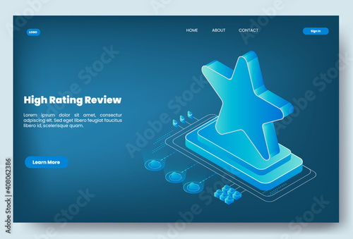 Modern isometric high rating review concept illustration