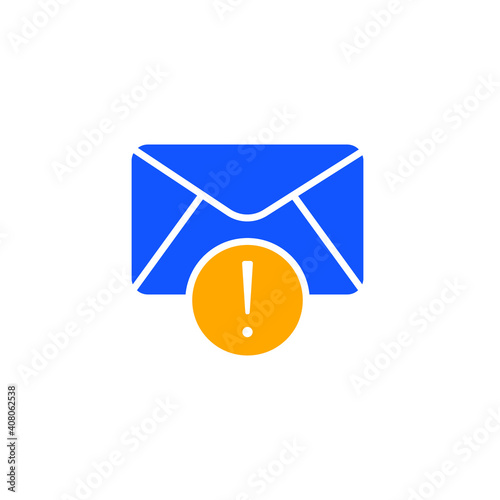 Warning alert message icon. Simple flat style for web template and app. Email, suspicious, letter, mail, news, notification, vector illustration design on white background. EPS 10