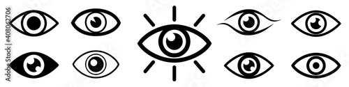Set eye icons, vision sign, different eye collection icon – stock vector