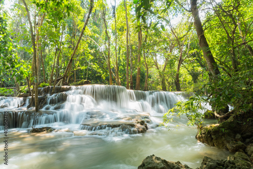 Huai Mae Khamin waterfall at Kanchanaburi , Thailand , beautiful waterfall 