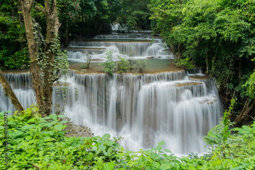 Huai Mae Khamin waterfall at Kanchanaburi , Thailand , beautiful waterfall
