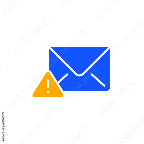 Warning alert message icon. Simple flat style for web template and app. Email, suspicious, letter, mail, news, notification, vector illustration design on white background. EPS 10