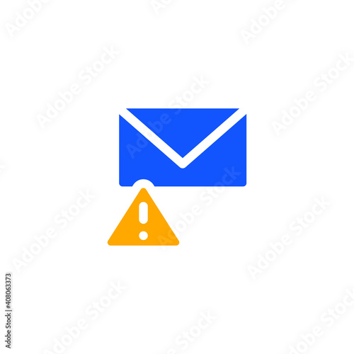 Warning alert message icon. Simple flat style for web template and app. Email, suspicious, letter, mail, news, notification, vector illustration design on white background. EPS 10