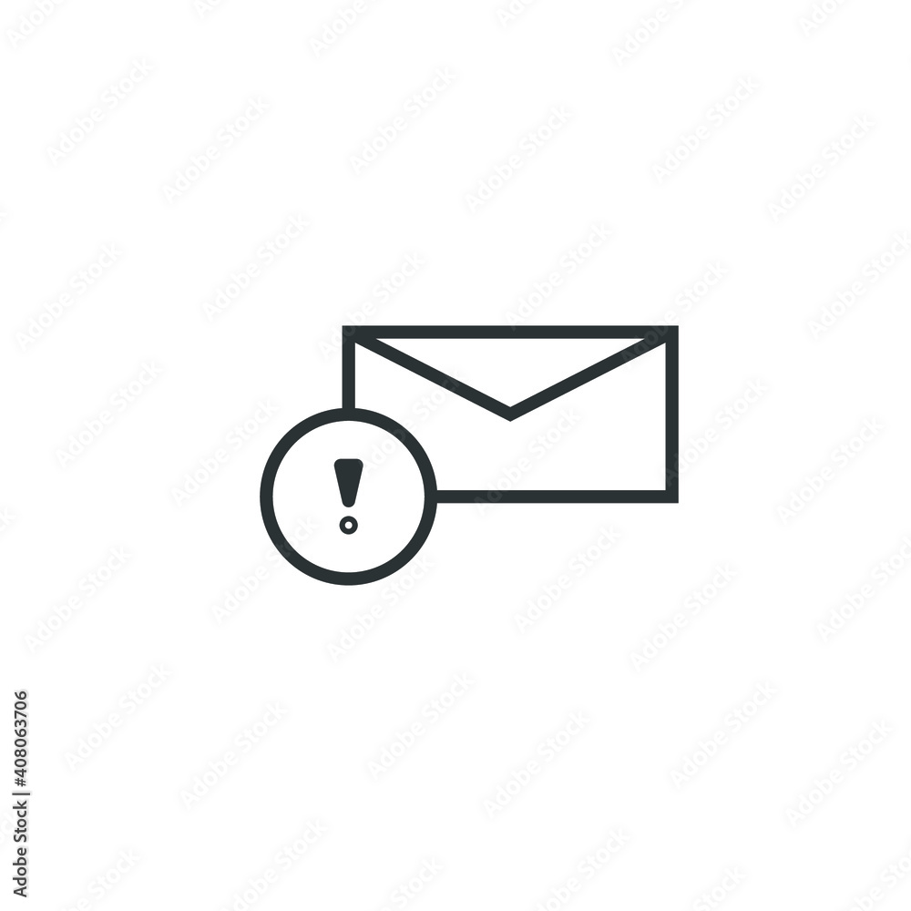 Warning alert message icon. Simple line style for web template and app. Email, suspicious, letter, mail, news, notification, vector illustration design on white background. EPS 10 Warning alert message icon. Simple line style for web template and app. Email, suspicious, letter, mail, news, notification, vector illustration design on white background. EPS 10
