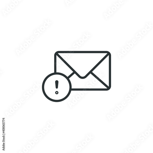 Warning alert message icon. Simple line style for web template and app. Email, suspicious, letter, mail, news, notification, vector illustration design on white background. EPS 10