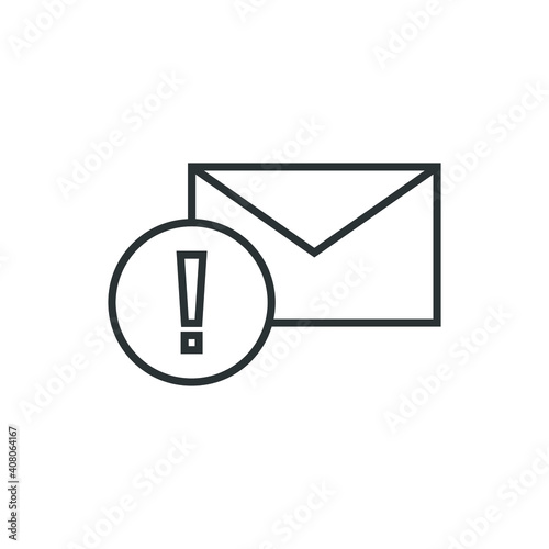 Warning alert message icon. Simple line style for web template and app. Email, suspicious, letter, mail, news, notification, vector illustration design on white background. EPS 10