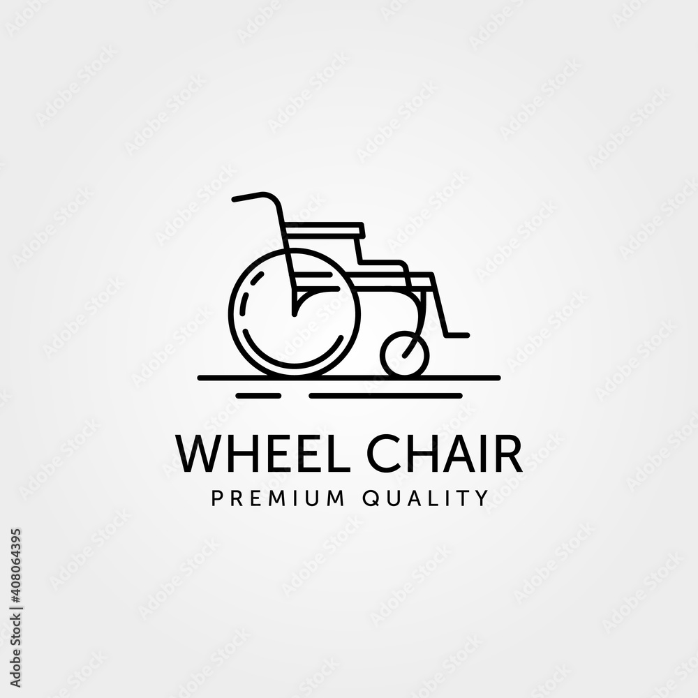 Wheel chair line art logo simple minimalist vector symbol illustration design Wheel chair line art logo simple minimalist vector symbol illustration design