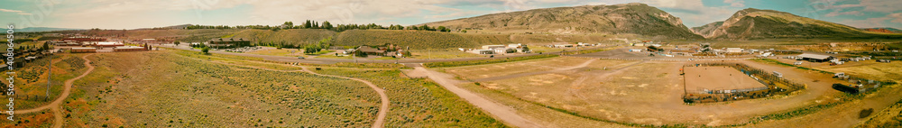 Cody aerial view in summer season, Wyoming, USA