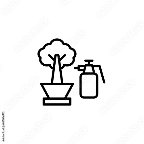 Spraying plant icon with line style