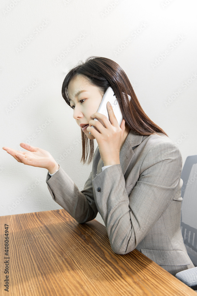 Woman doing body language while calling Woman doing body language while calling