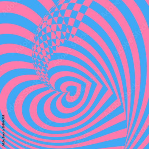 Optical illusion of  heart. Vector illustration. Abstract background. 