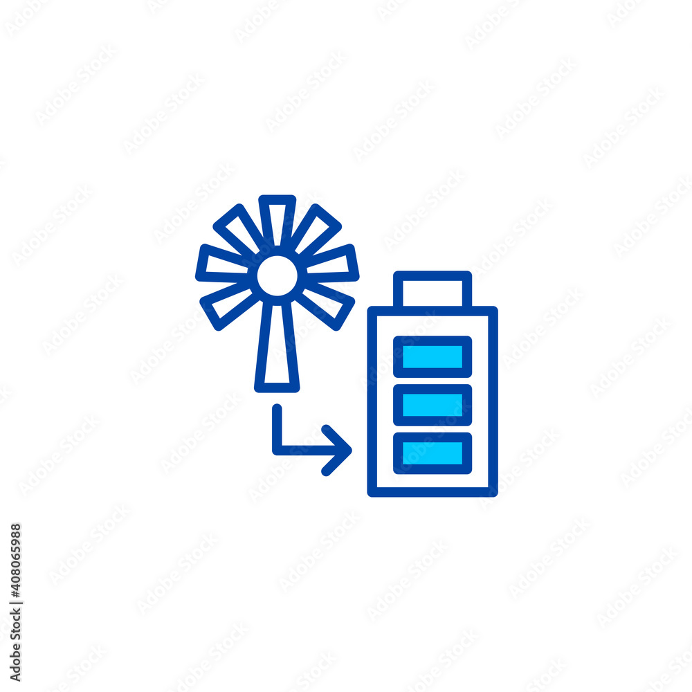 Electric pinwheel icon in blue color style Electric pinwheel icon in blue color style