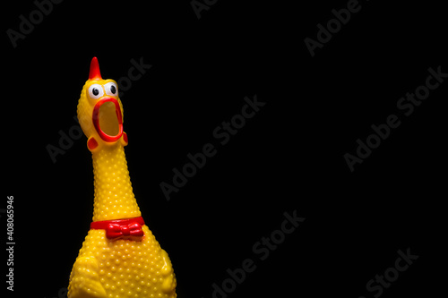 Chicken Scream Chalk Drawing on black background.