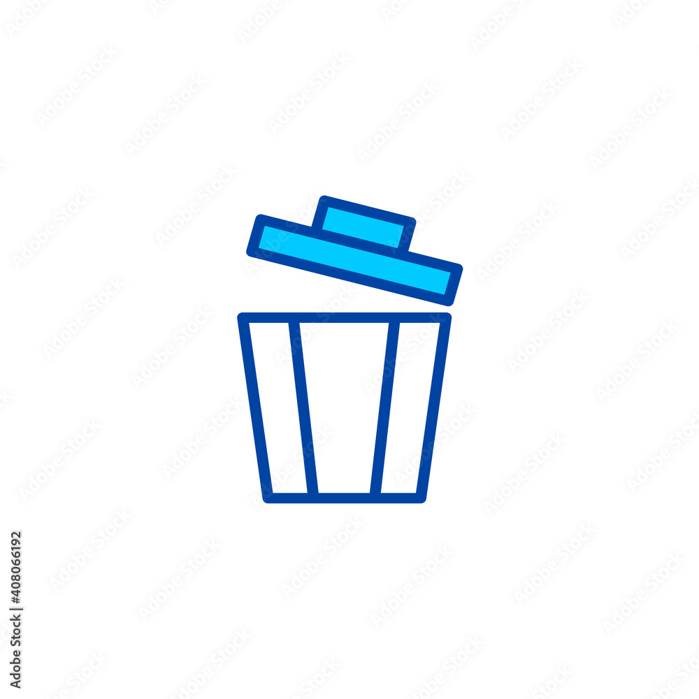 Trash icon in blue color style Trash icon in blue color style
