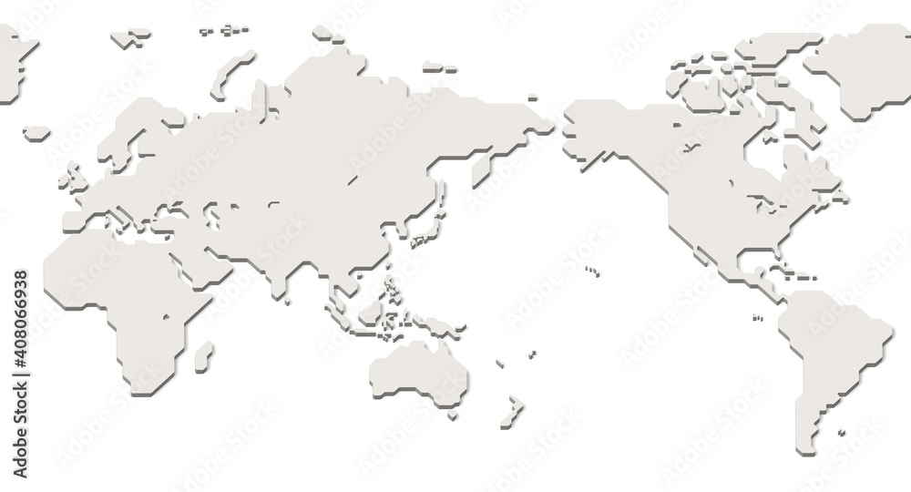 World Map (Simplified outline world map, Asia in Center) World Map (Simplified outline world map, Asia in Center)