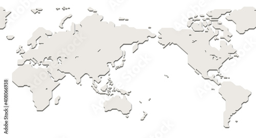 World Map (Simplified outline world map, Asia in Center)