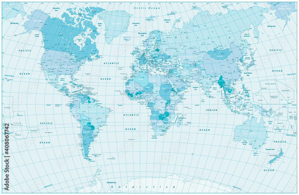 Pastel Blue World Map design