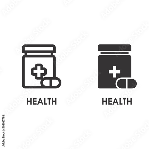 HEALTH Icon on thin and bold vector illustration for online store or website