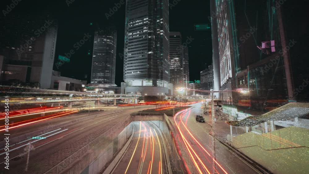 Creating digital model of a city. Artificial Intelligence technology concept. Smart city