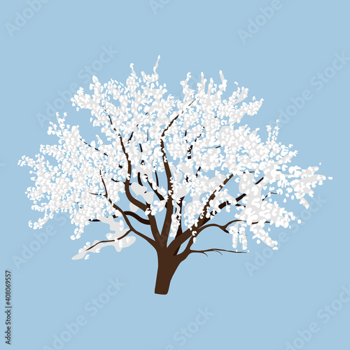 Blooming spring tree. Fruit tree in spring. Vector illustration