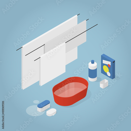 Isometric Home Laundry Illustration