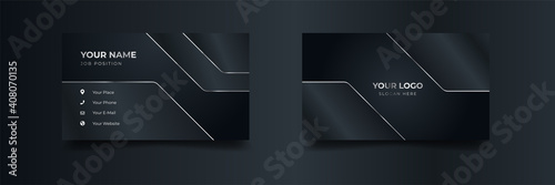 Modern luxury business card print template design. Inspiration from the abstract. Contact card for company. Two sided silver design . Vector illustration