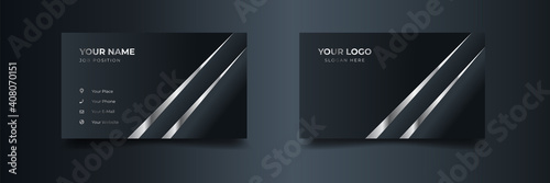 Modern luxury business card template design. Inspiration from the abstract background. Contact card for company. Two sided silver design vector illustration template.