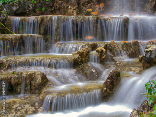 Small waterfall in the Di Negro villa park in Genoa 