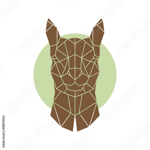 Alpaca in polygonal style. Pet from South America. Alpaca vector icon.