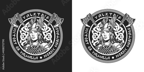 Viking vintage monochrome round badge