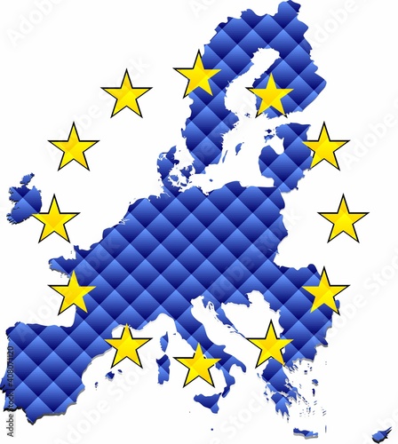 Mosaic Map of the European Union - Illustration, 
Three Dimensional Map of European Union