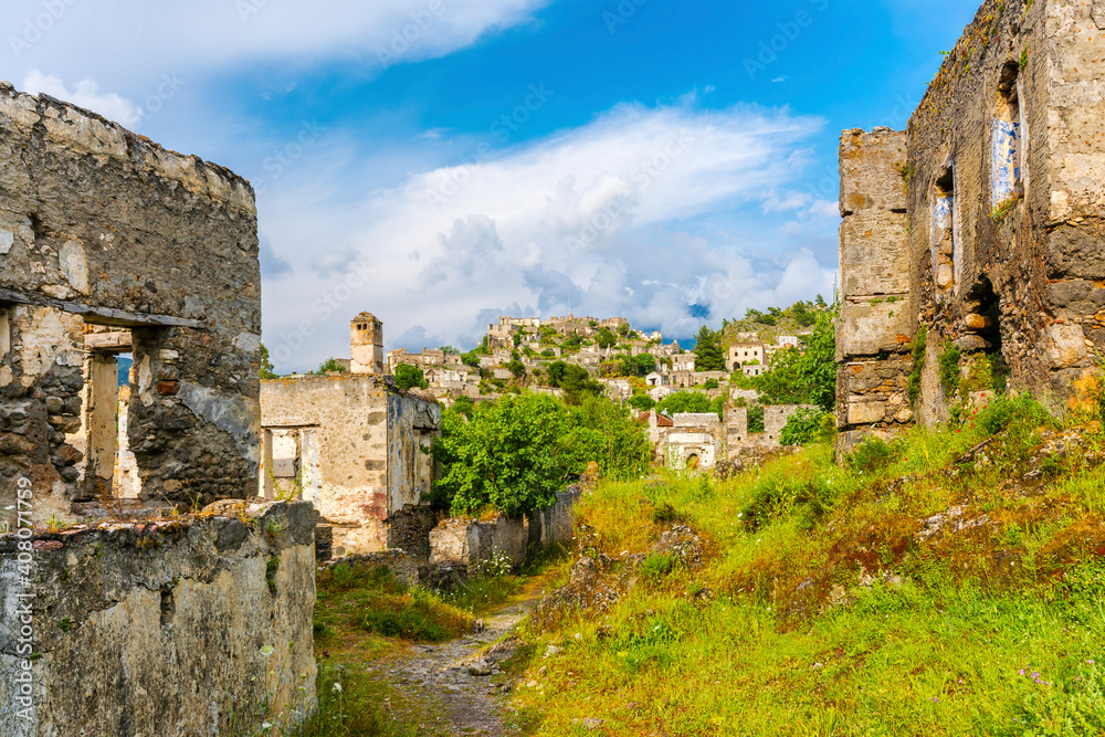 Ruins of Kayakoy in Fethiye District of Turkey