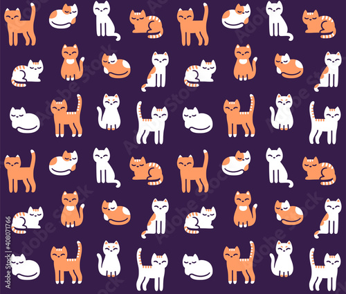 Fototapeta Naklejka Na Ścianę i Meble -  Cute cartoon cat pattern
