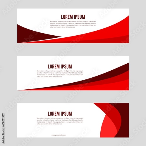 Design Banner template in red color, abstract background modern graphic elements. Dynamical colored forms and line. Gradient abstract banners. Template for the design of a logo. vector