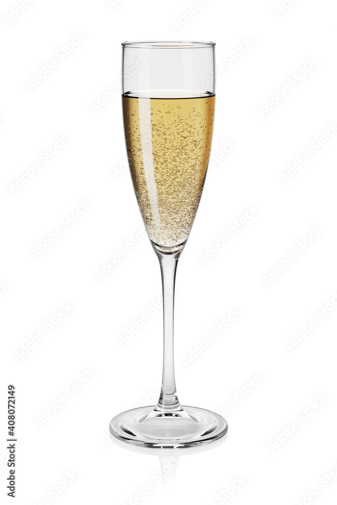 Champagne flute isolated on white. 3D rendering illustration. Champagne flute isolated on white. 3D rendering illustration.