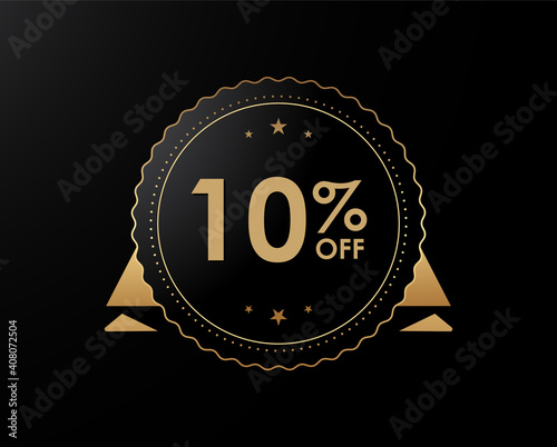 10% OFF Sale Discount Banner, 10 percent off isolated sticker
