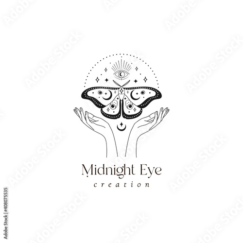 Abstract Mystic Butterfly Moth and Eye Logo Design