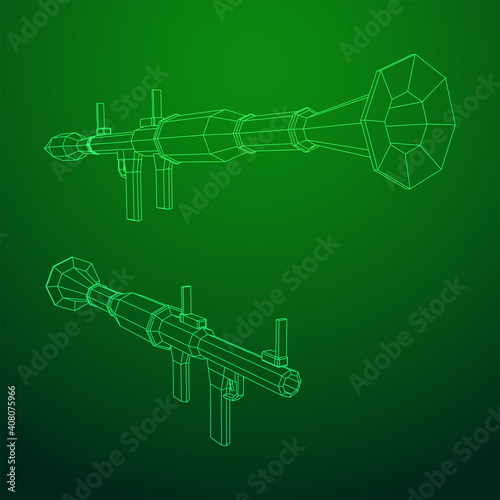 Anti-tank rocket propelled grenade launcher - RPG 7. Wireframe low poly mesh vector illustration.