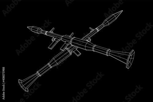 Anti-tank rocket propelled grenade launcher - RPG 7. Wireframe low poly mesh vector illustration.