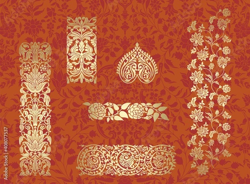 paisley floral pattern, textile , Rajasthan, royal India	