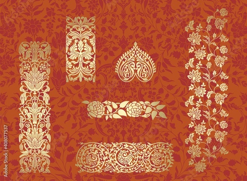 paisley floral pattern, textile , Rajasthan, royal India 