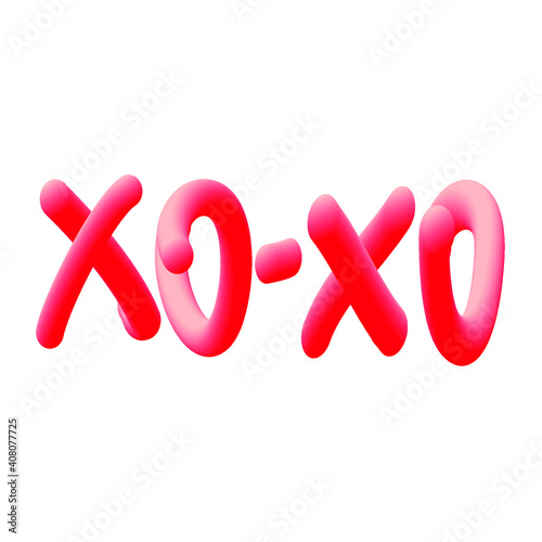 3d effect lettering xo-xo. Valentine's Day lettering. Postcard. Lettering with the rubber effect.