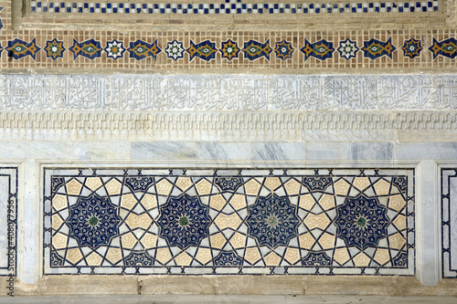 Bibi Khanym Mosque, Mosaics, Samarkand, Uzbekistan, photo