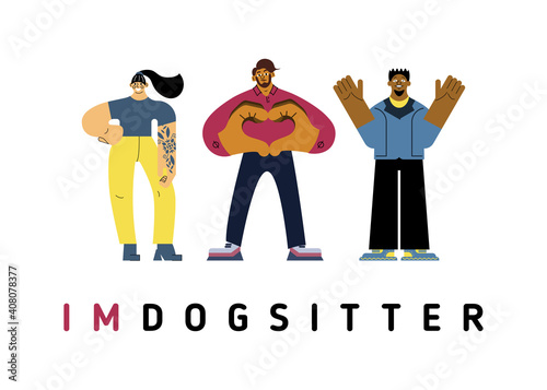 A girl and two guys choose to be dogsitters and take care of people's pets.