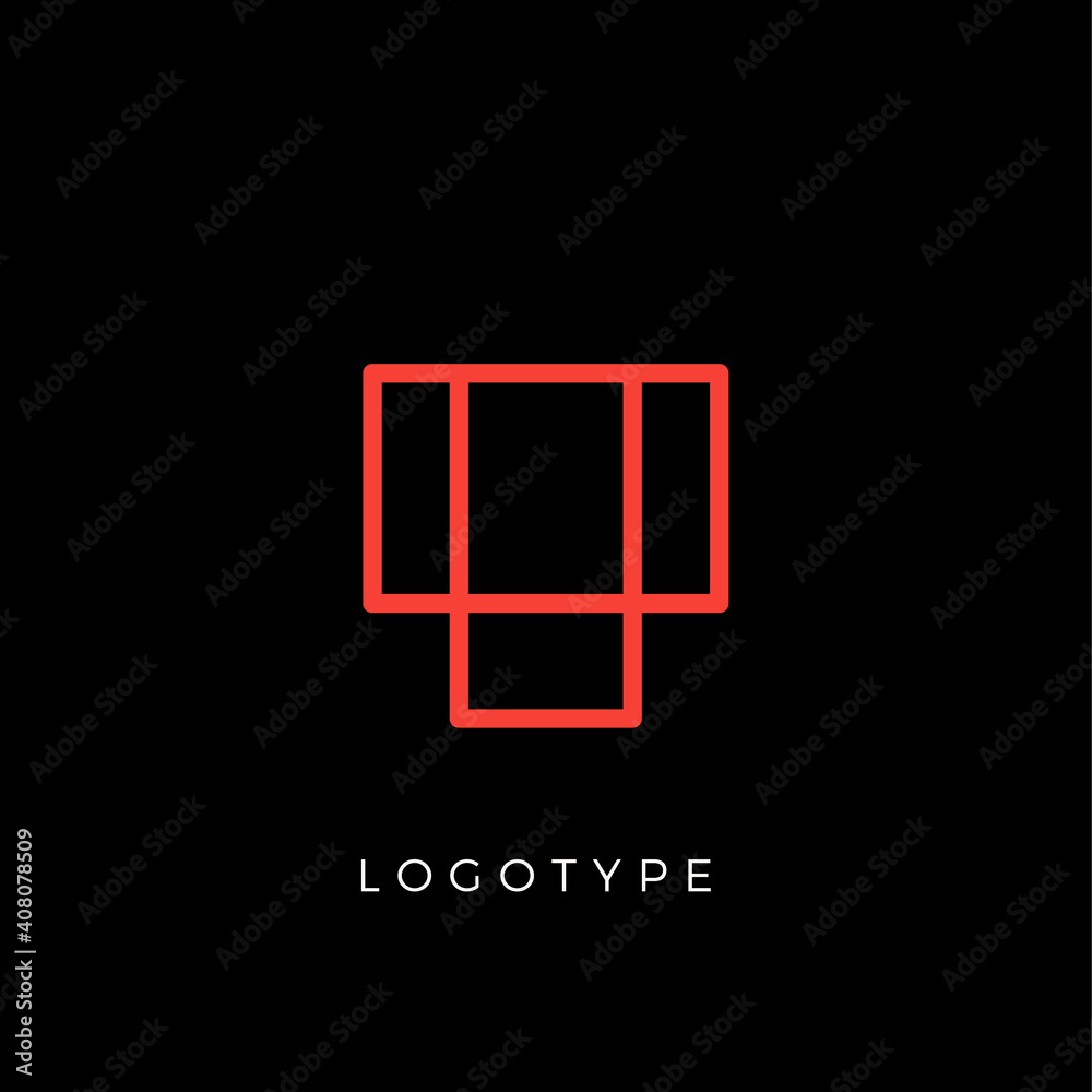 Geometric shape letter T, line monogram, decorative logo concept, linear monogram for architecture office, minimal style vector logo.