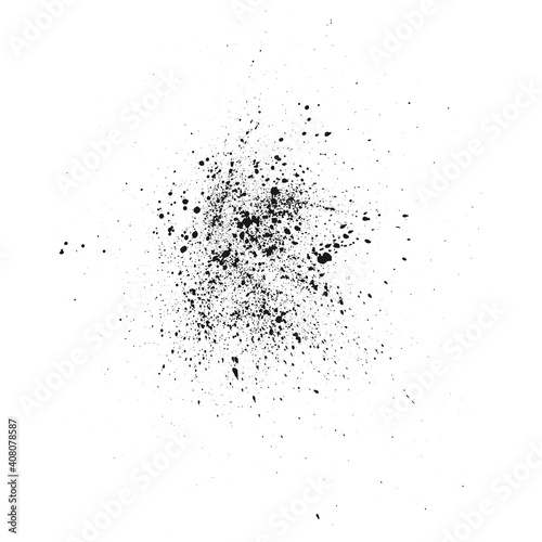 Dusty grunge style effect. Grit vector texture. Black and white speckle isolated element. Spray paint.