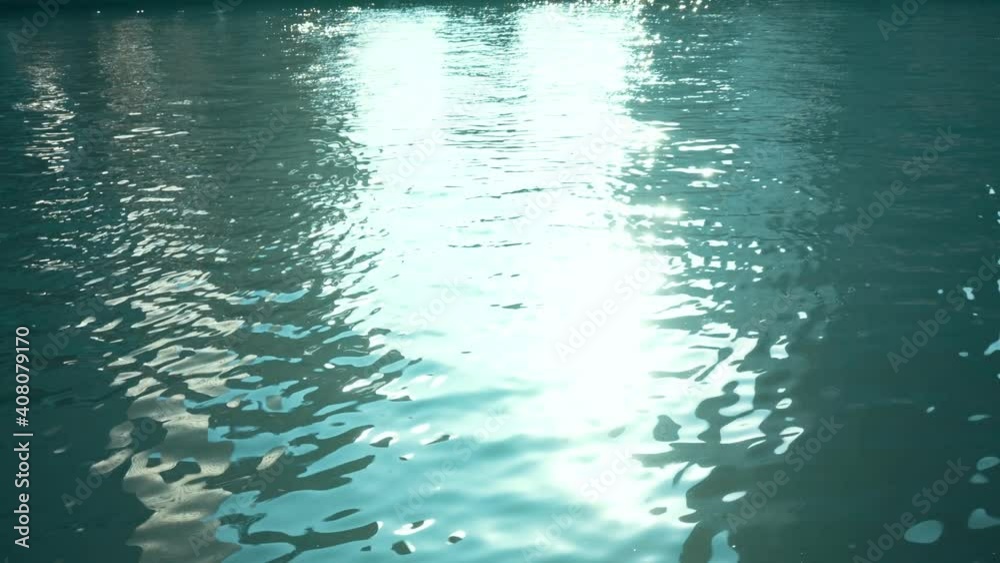 Close up of sunset light reflecting on a river.
