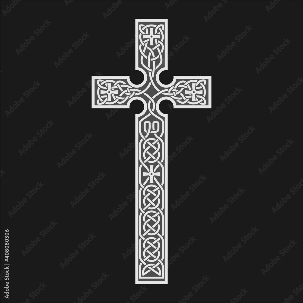 Celtic cross, isolated vector on a dark background. Celtic cross, isolated vector on a dark background.